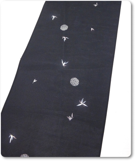 夏小紋 反物 絽 正絹100％ 黒色 雪輪