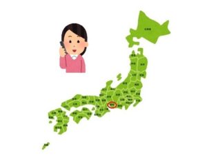 日本地図 主婦の電話 問い合わせ電話イラスト