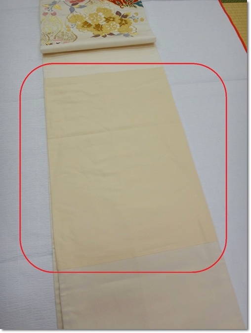 袋帯に生地の足しサイズ直し